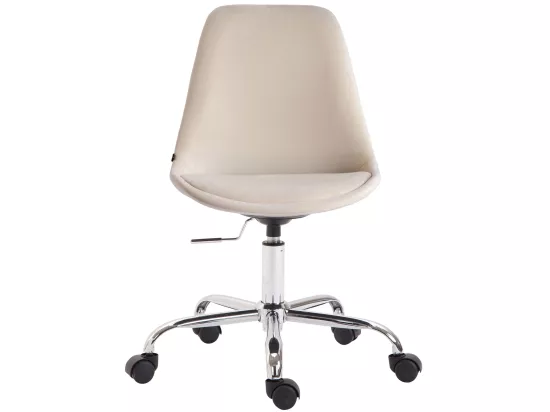 Chaise de bureau - Velours & Métal chromé - Crème - Toulouse