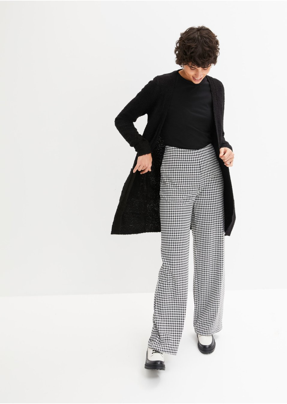 Gilet long en maille bouclée