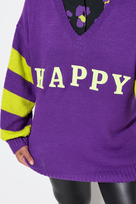 Pullover, oversized, HAPPY, Ringel-Ärmel