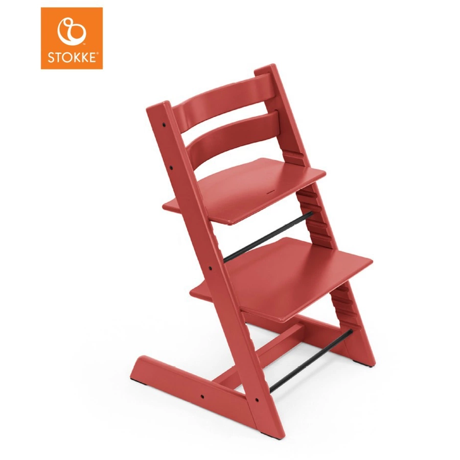 STOKKE® Mega Tripp Trapp® Set Hochstuhl Buche Warm Red inkl. Newborn Set™ Grey und Baby Set Warm Red