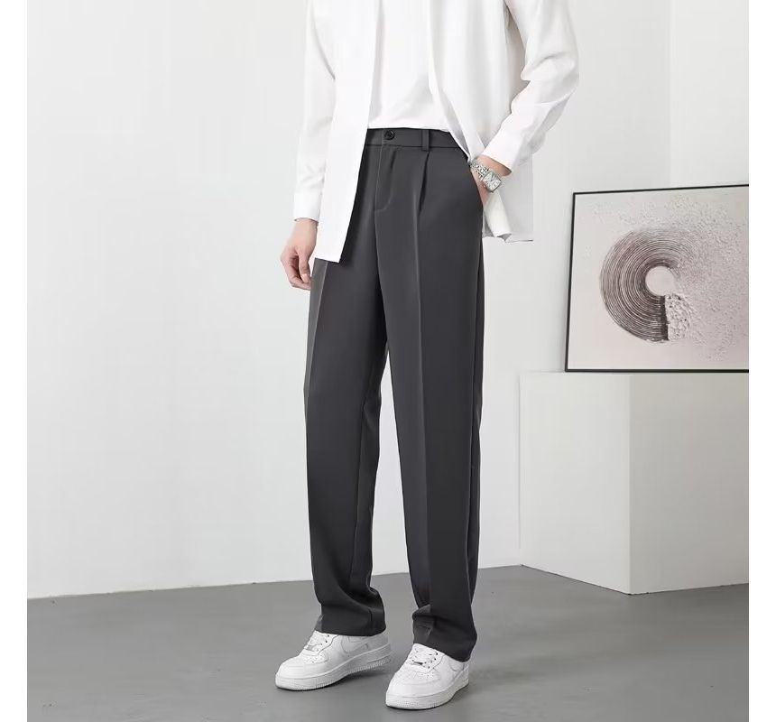 Lingaris - Mid Rise Plain Straight Leg Broek