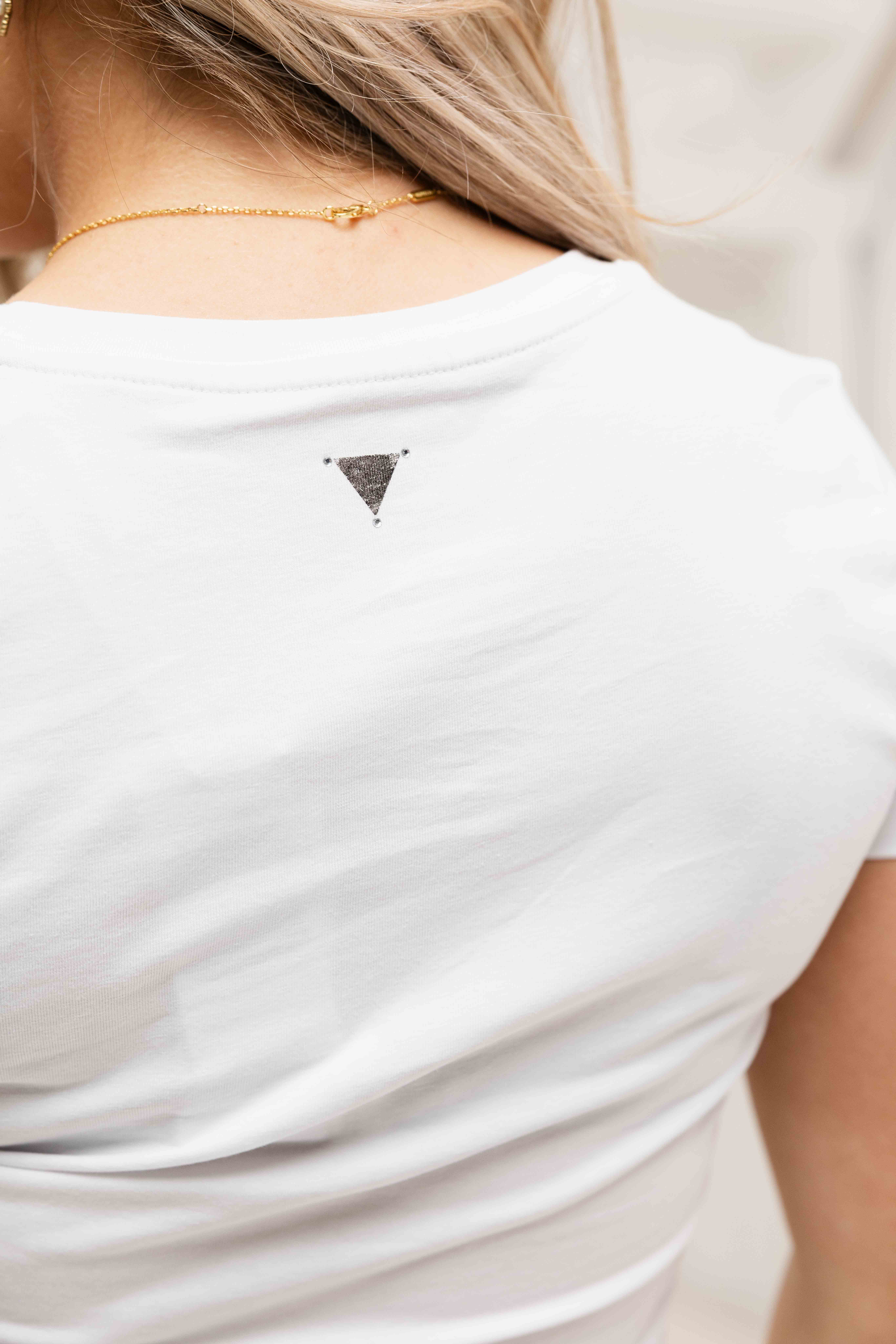 Guess Flower Triangle T-Shirt Dames Wit