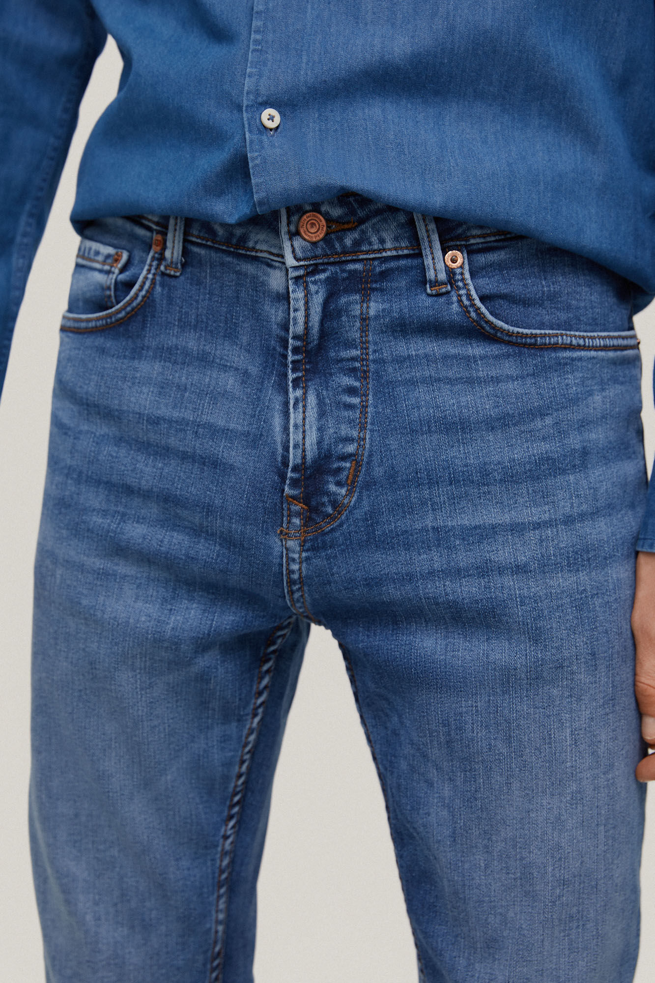 Calça jeans premium flexível e slim fit - Azul
