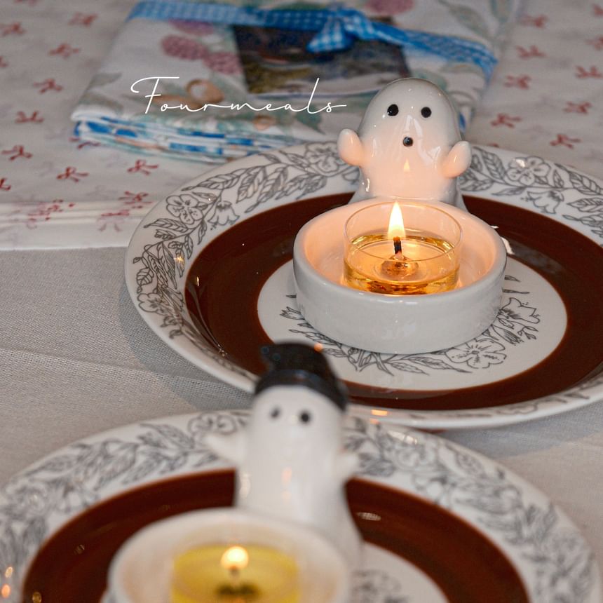 CANDLIA - Halloween Ghost keramische kaarsenhouder (verschillende ontwerpen) / Kaars / Set