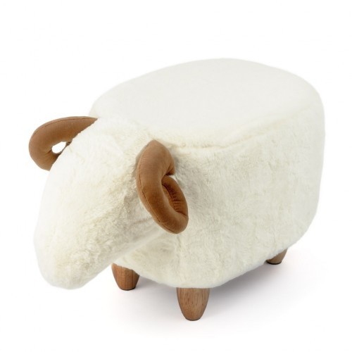 Banquinho branco em forma de ovelha