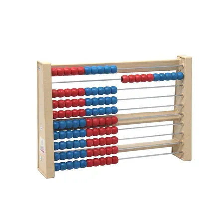 Wissner RE-Wood® Rechenrahmen, Zählrahmen mit 100 Kugeln in blau und rot