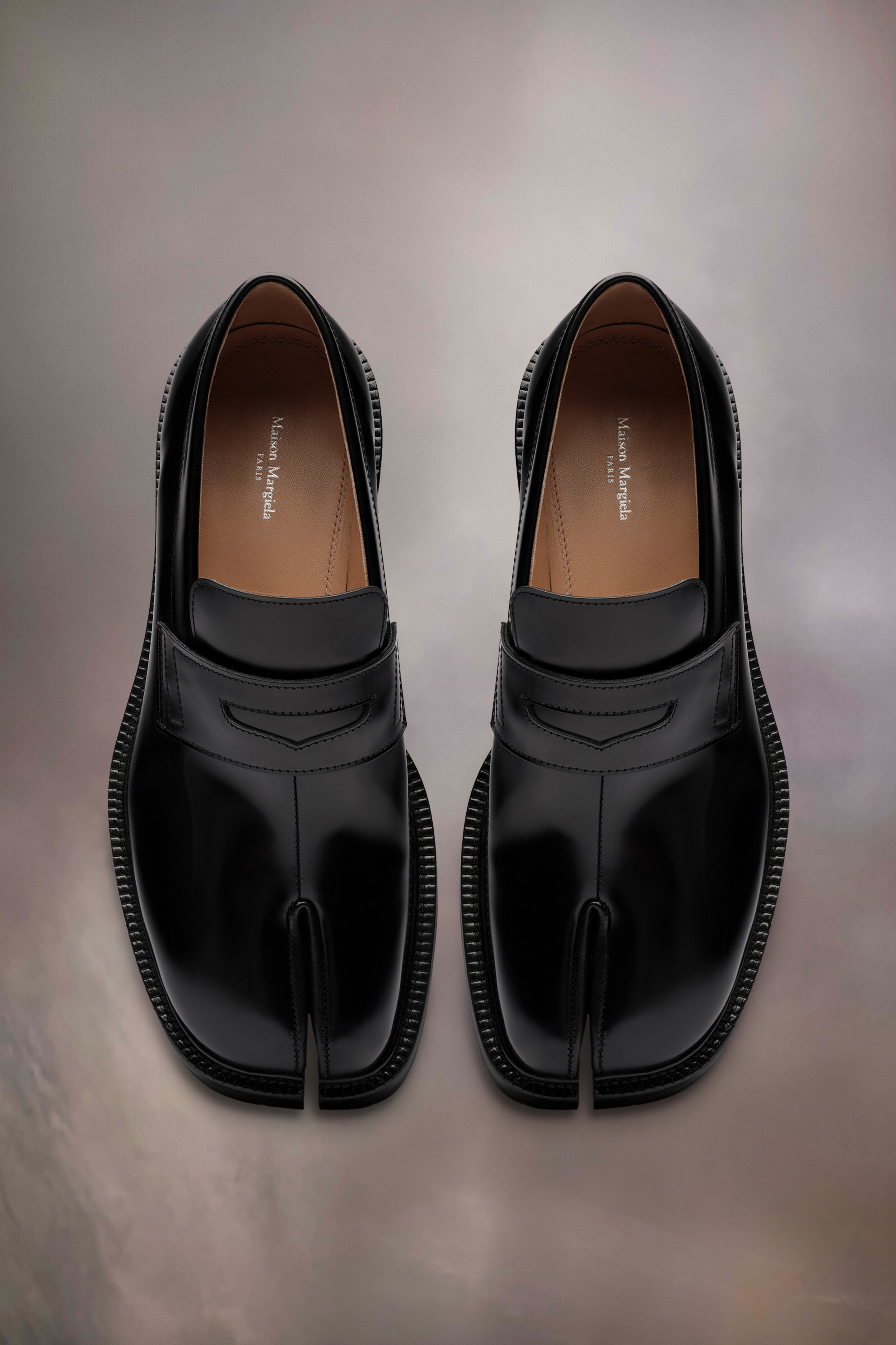 Mocassins Tabi noirs en cuir pour femme Noir