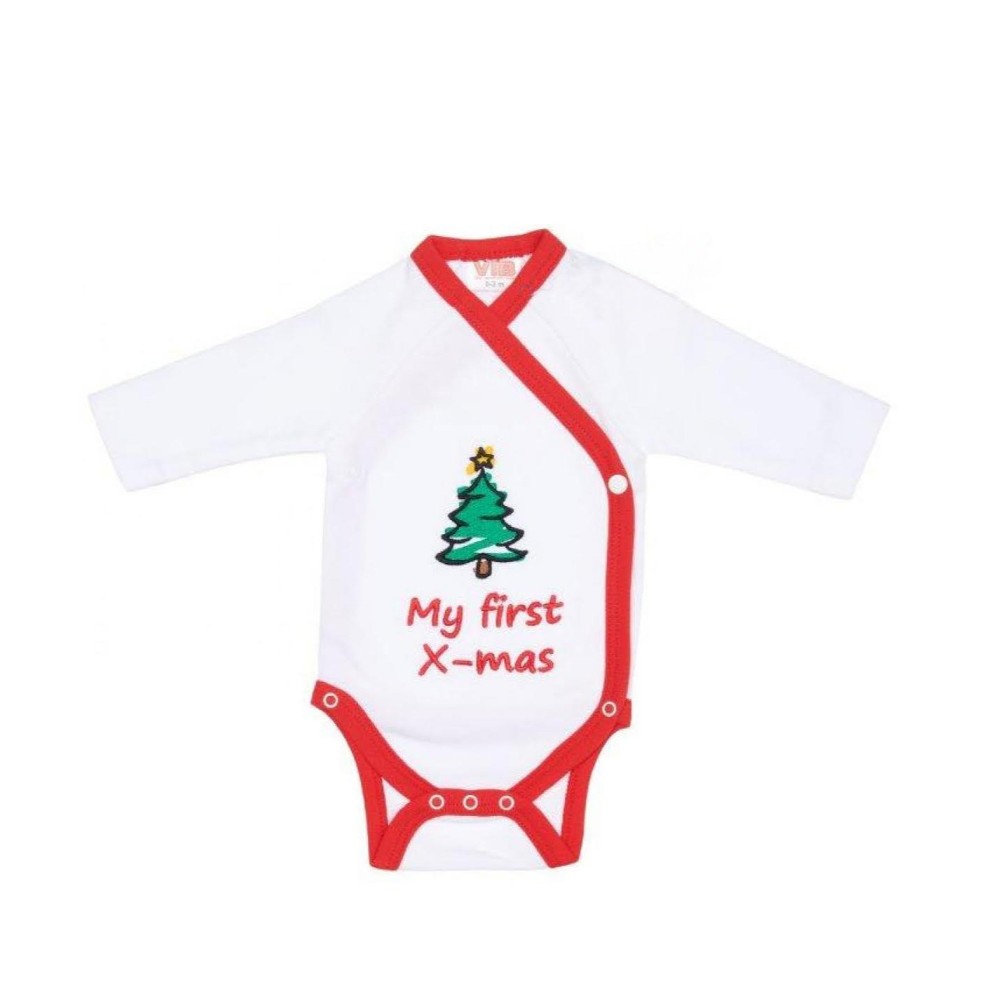 Baumwoll Weihnachts Baby Body Langarm Christmas Strampler mit Aufdruck (Gr. 0-3 Monate) - My First X-Mas