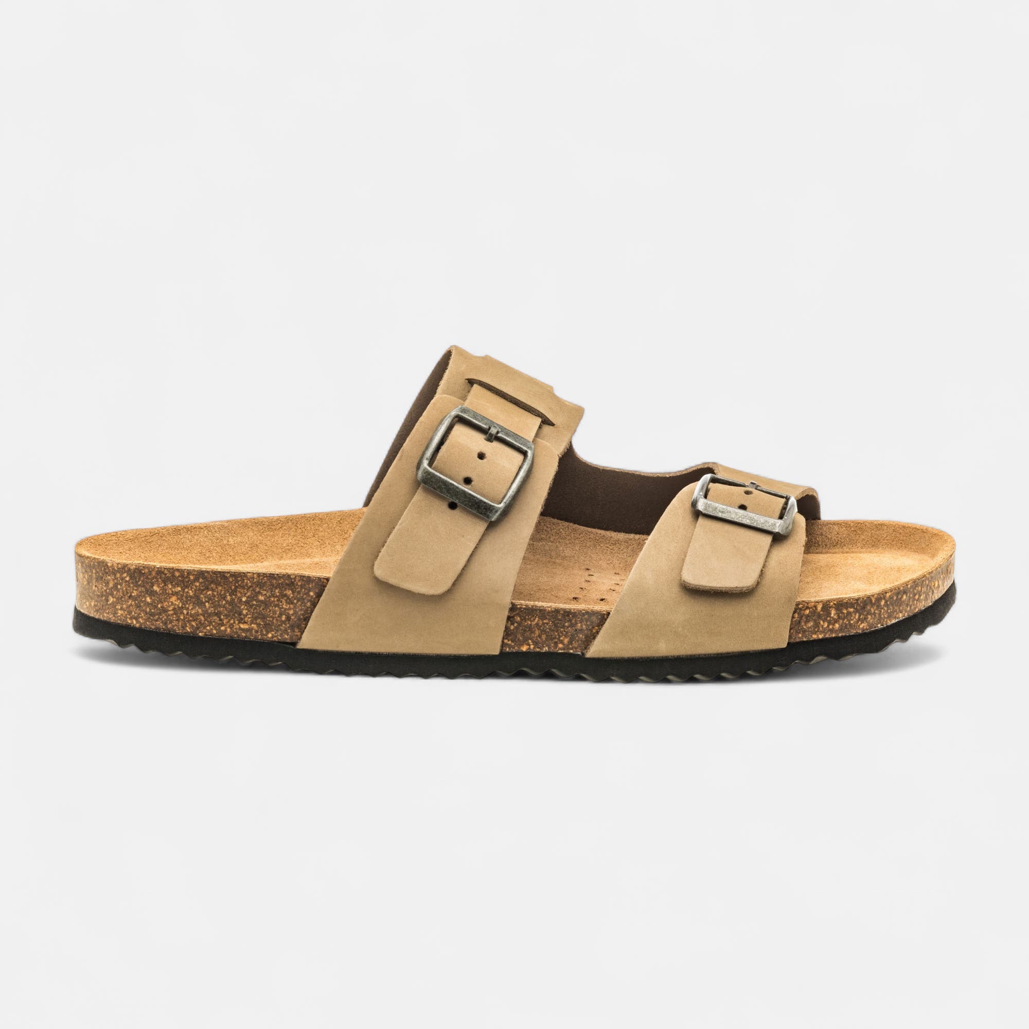 Mules semelle liège Homme en cuir beige