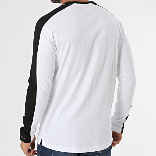 Tee Shirt Manches Longues A Bandes 6RPT16-PJ05Z Blanc