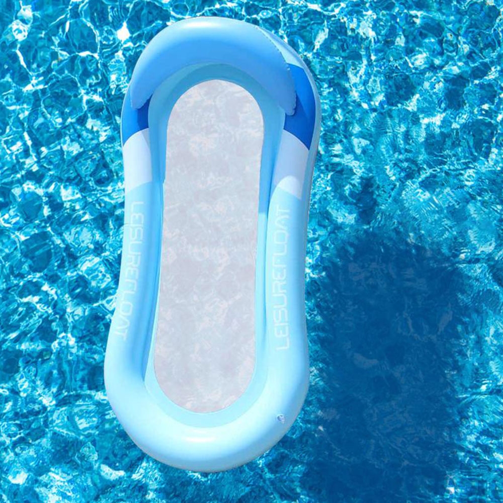 (153cm) Grosse Aufblasbare Wasser Luftmatratze Wasserhängematte Badeinsel mit Netz   Luftpumpe - Blau