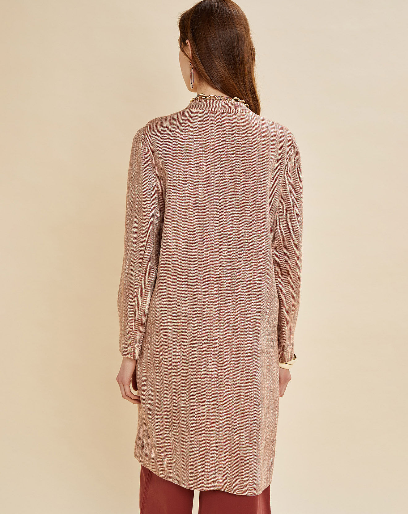 Chloé Stora Manteau en Lin mélangé Martini terre/écru
