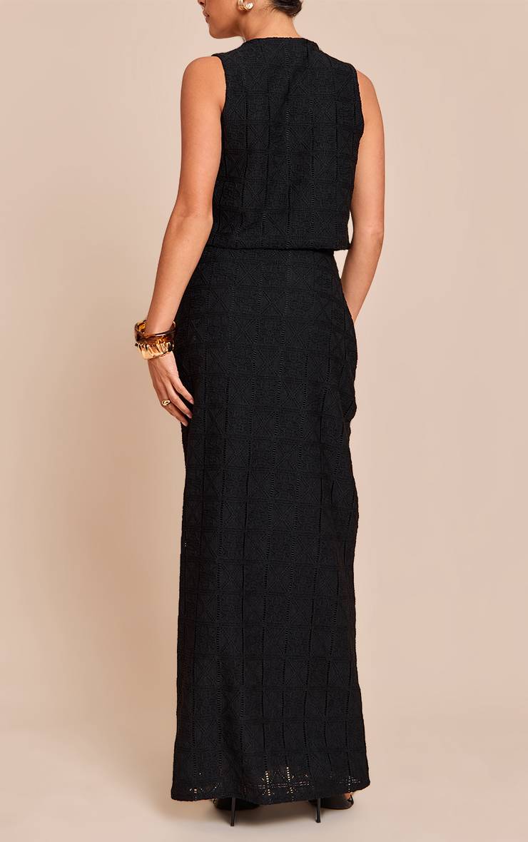 Noir Jupe Longue À Motifs Petite