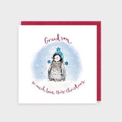With Love At Christmas Grandson Penguin Card