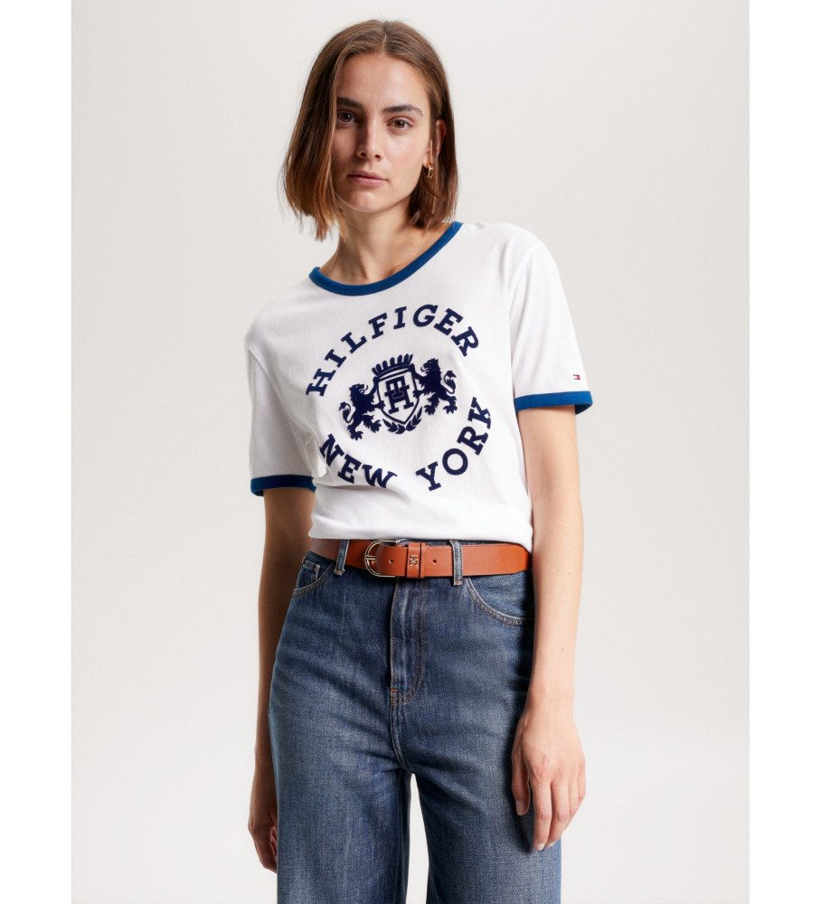 Camiseta branca Tommy Hilfiger Varsity Flock C-Nk