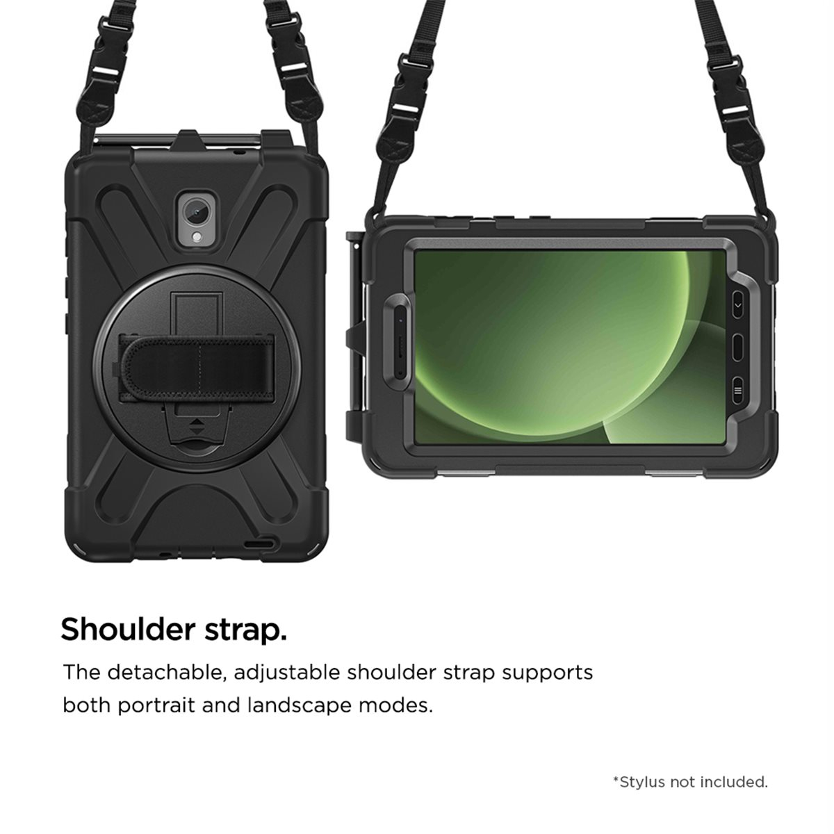 Samsung Galaxy Tab Active5 Peak 500m Hybrid Outdoor Hardcase Hülle mit Aufsteller   Handschlaufe (EGPE00167) - Schwarz
