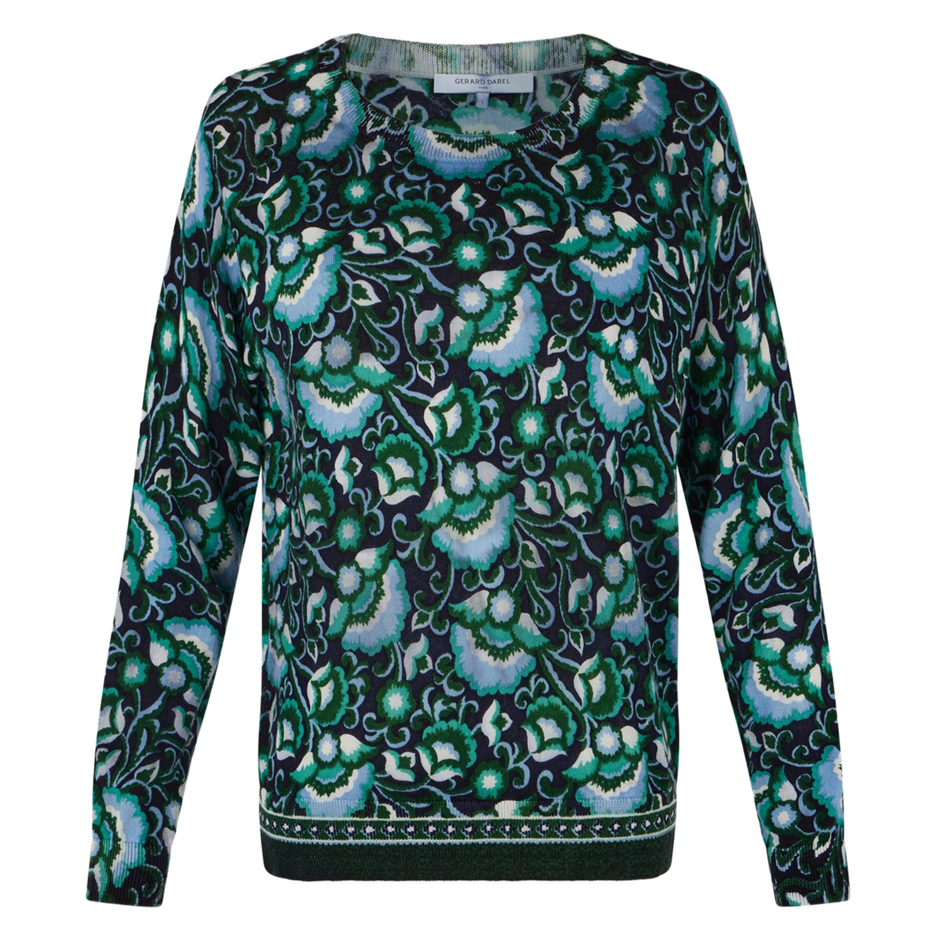 JOANA - Pull ajusté col rond en laine | Vert