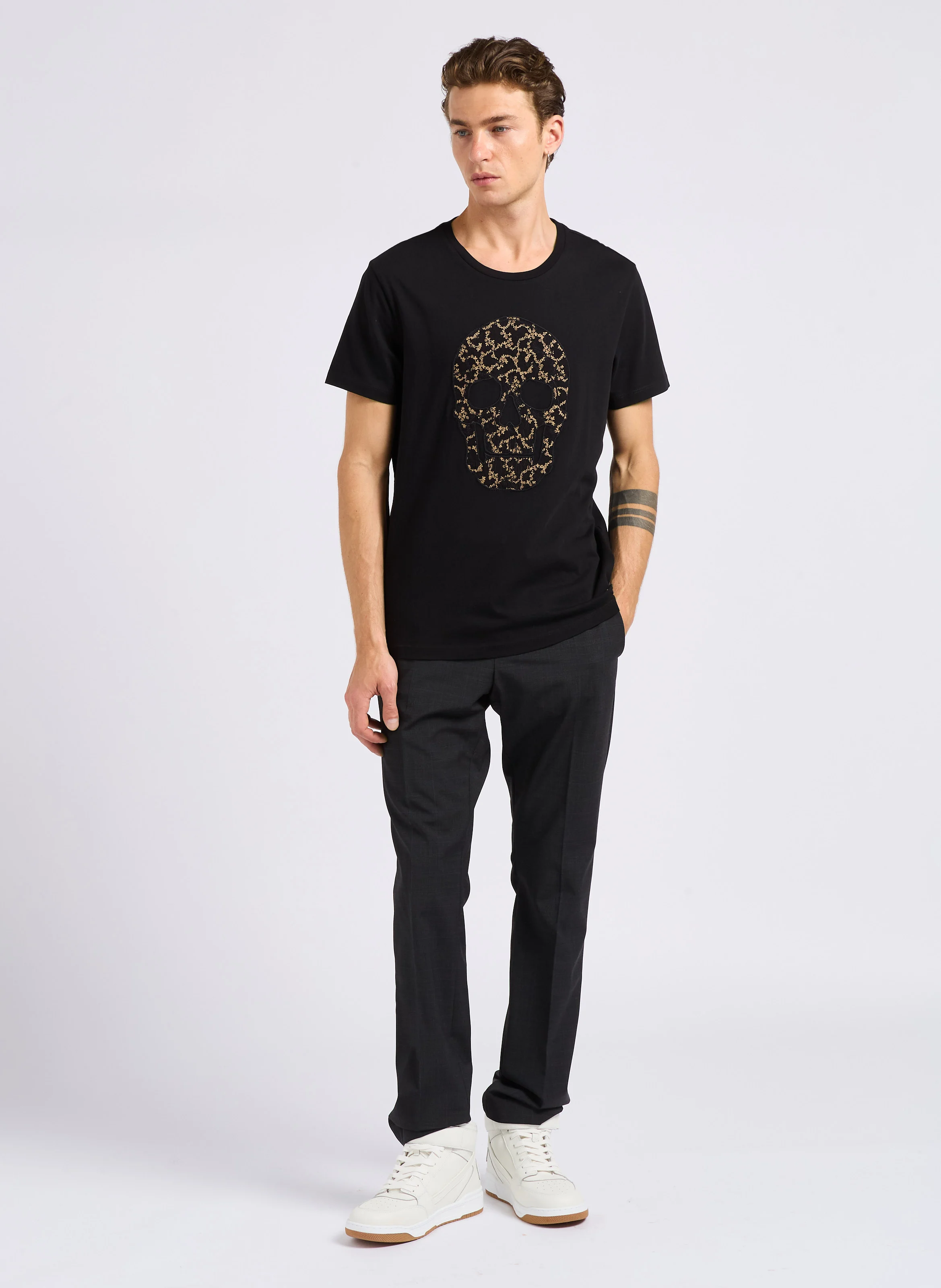 Pantalon de costume en laine mélangée| Gris