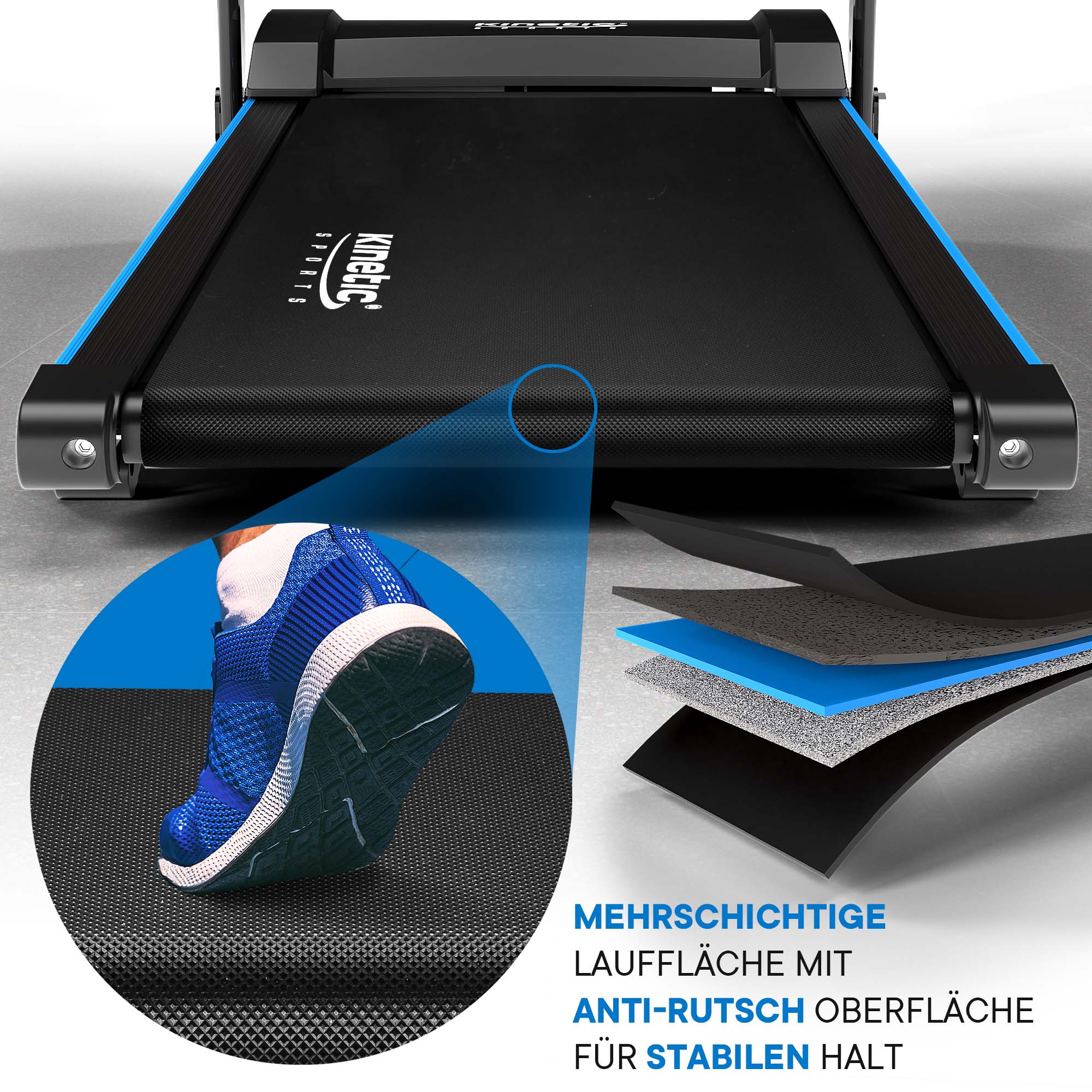 KINETIC SPORTS Laufband klappbar KST2900FX - 750 Watt leiser Elektromotor, Extra breite 40 cm Lauffläche, 16+1 Programme, Manuelle Steigung, Geh- und Lauftraining, LCD Display, 10 km/h, bis 120 kg | Standard