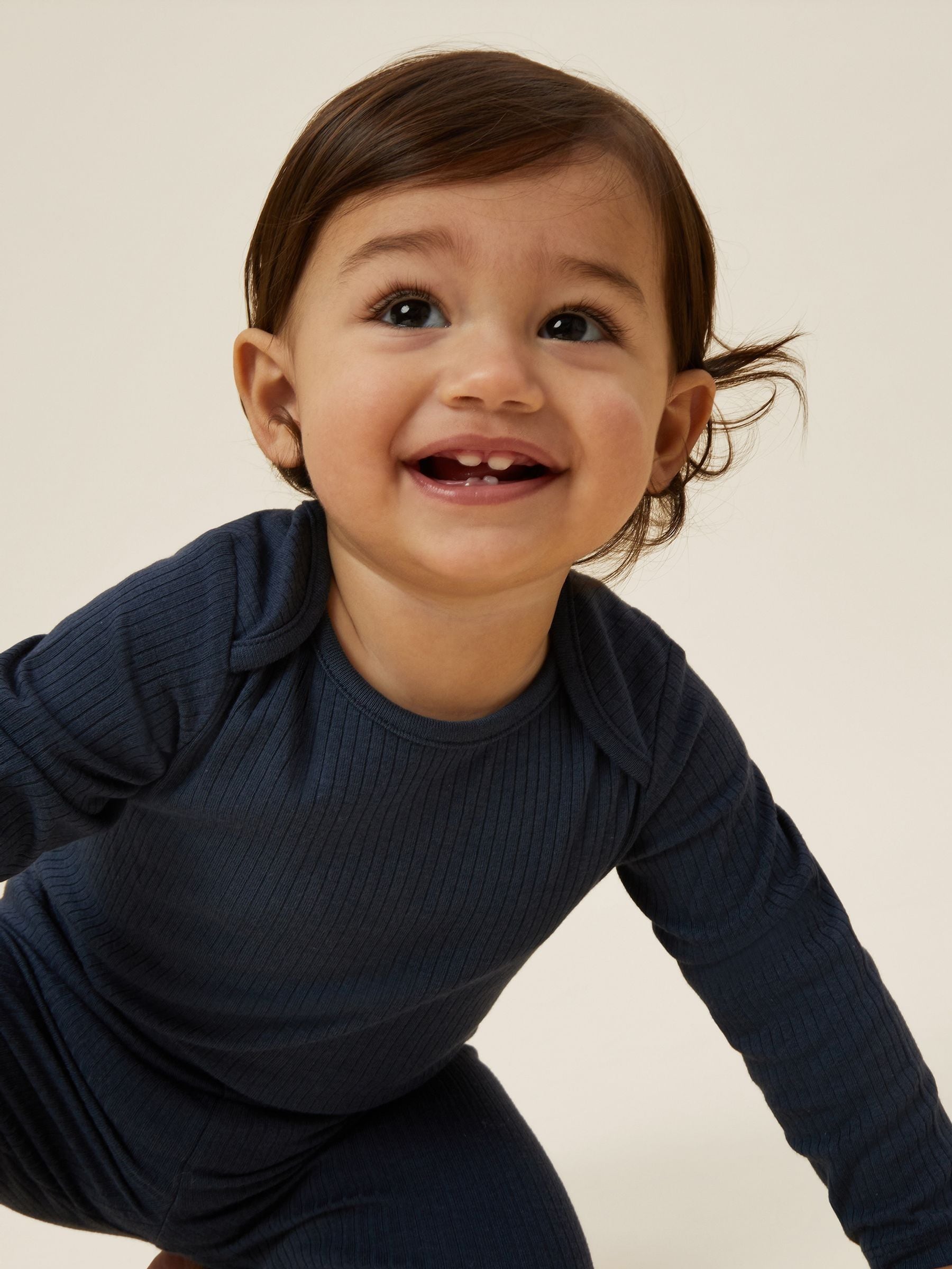 Lichtblauw - MORI Ribbed Stretch Long Sleeve Envelope Neckline Bodysuit