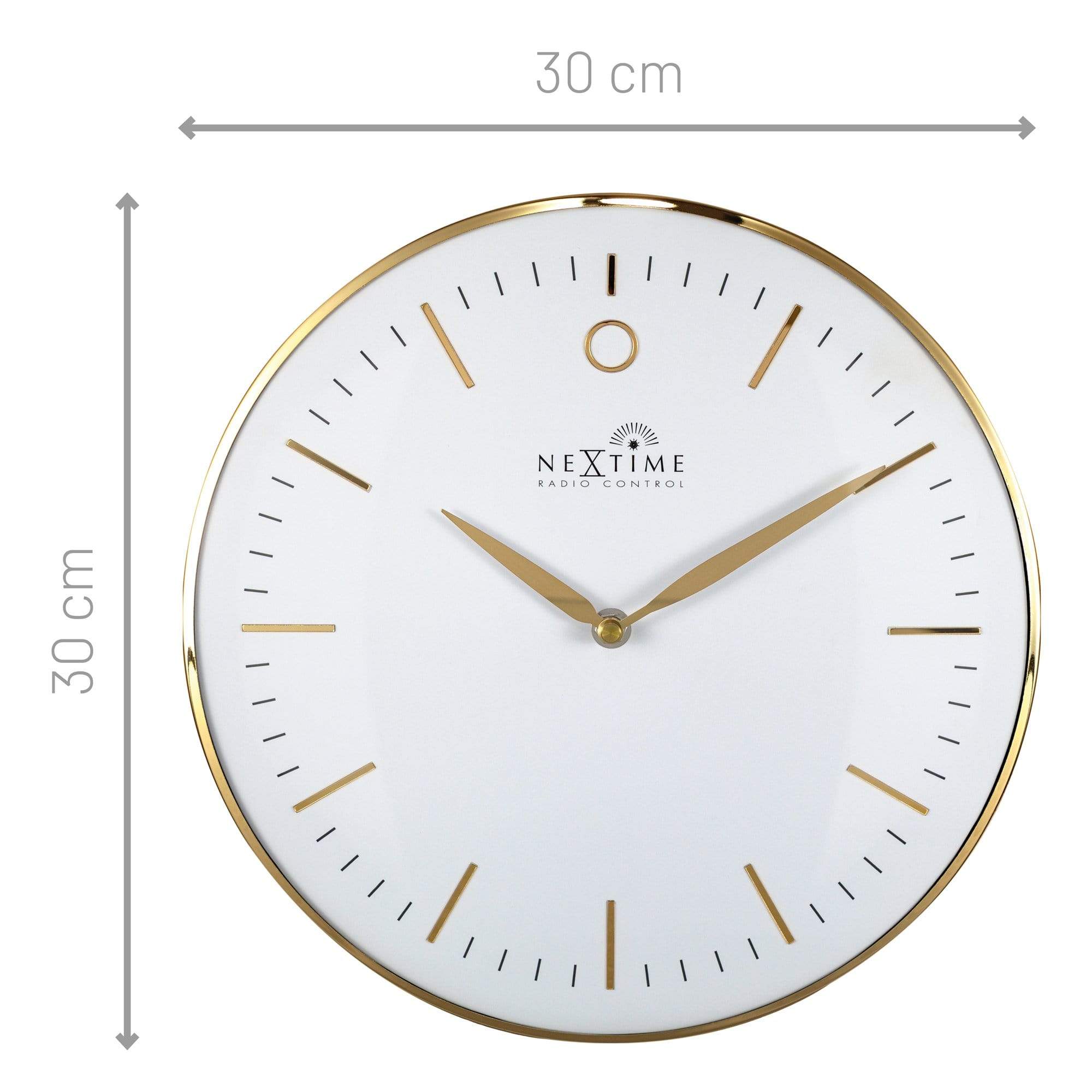 NeXtime - NeXtime - Design Wandklok - Radio controlled -  Goud|Wit -