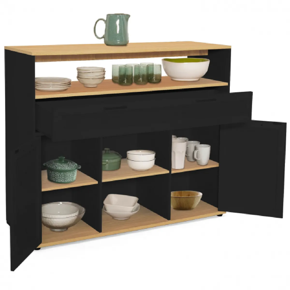 Idmarket Meuble de Bar Vito - Noir/Bois