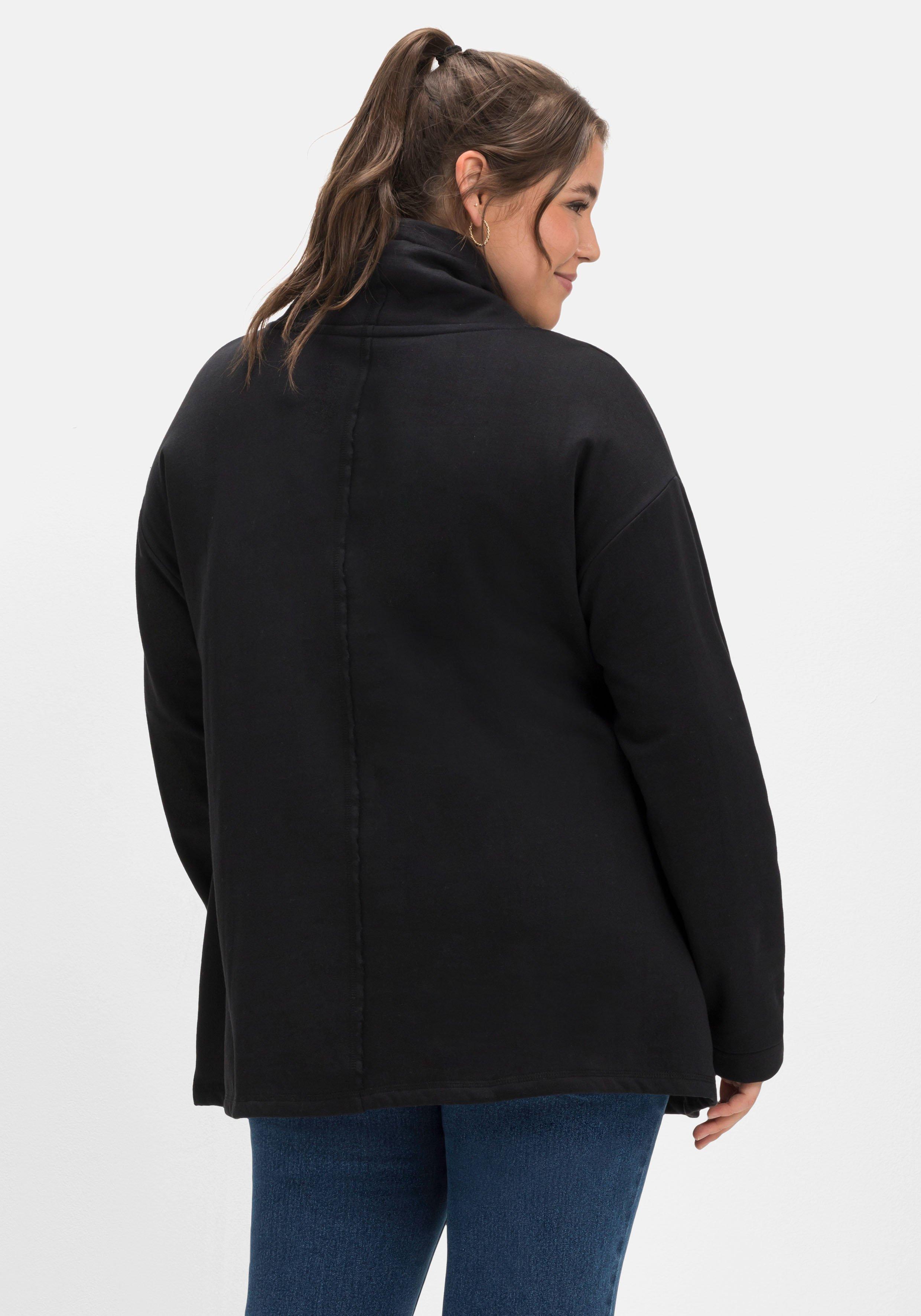 Sweatshirt in A-Linie, mit Taschen und Kragen