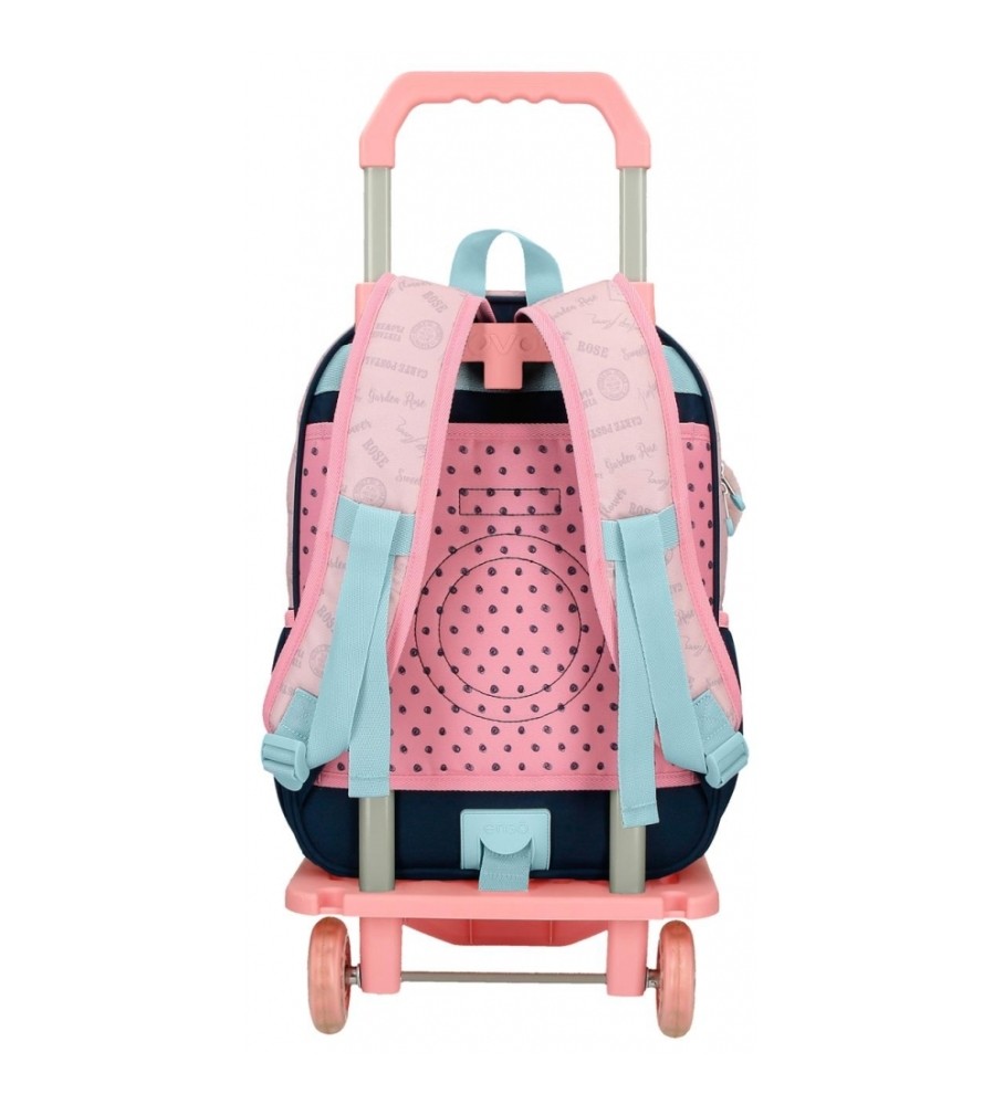 Mochila escolar Enso Bonjour 38cm com rodinhas rosa