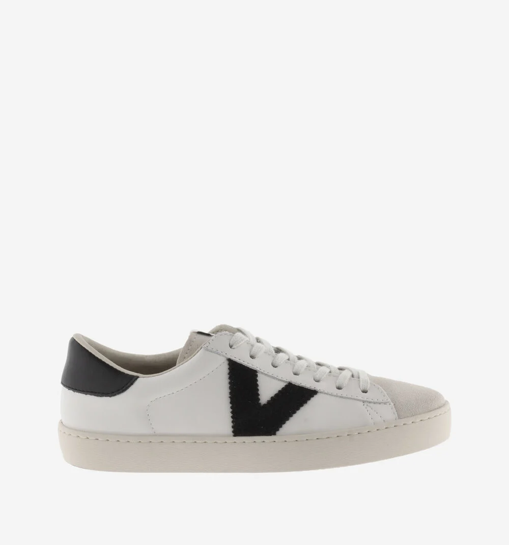 BERLÍN CUIR & CUIR FENDU Baskets blanches unisexes en cuir NEGRO