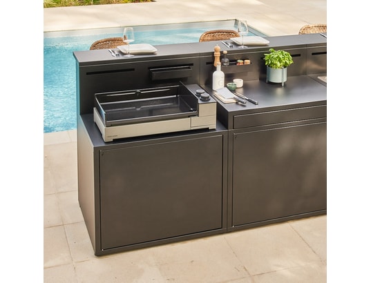 FORGE ADOUR - Plancha gaz Premium, 60 cm Chassis acier noir et gris