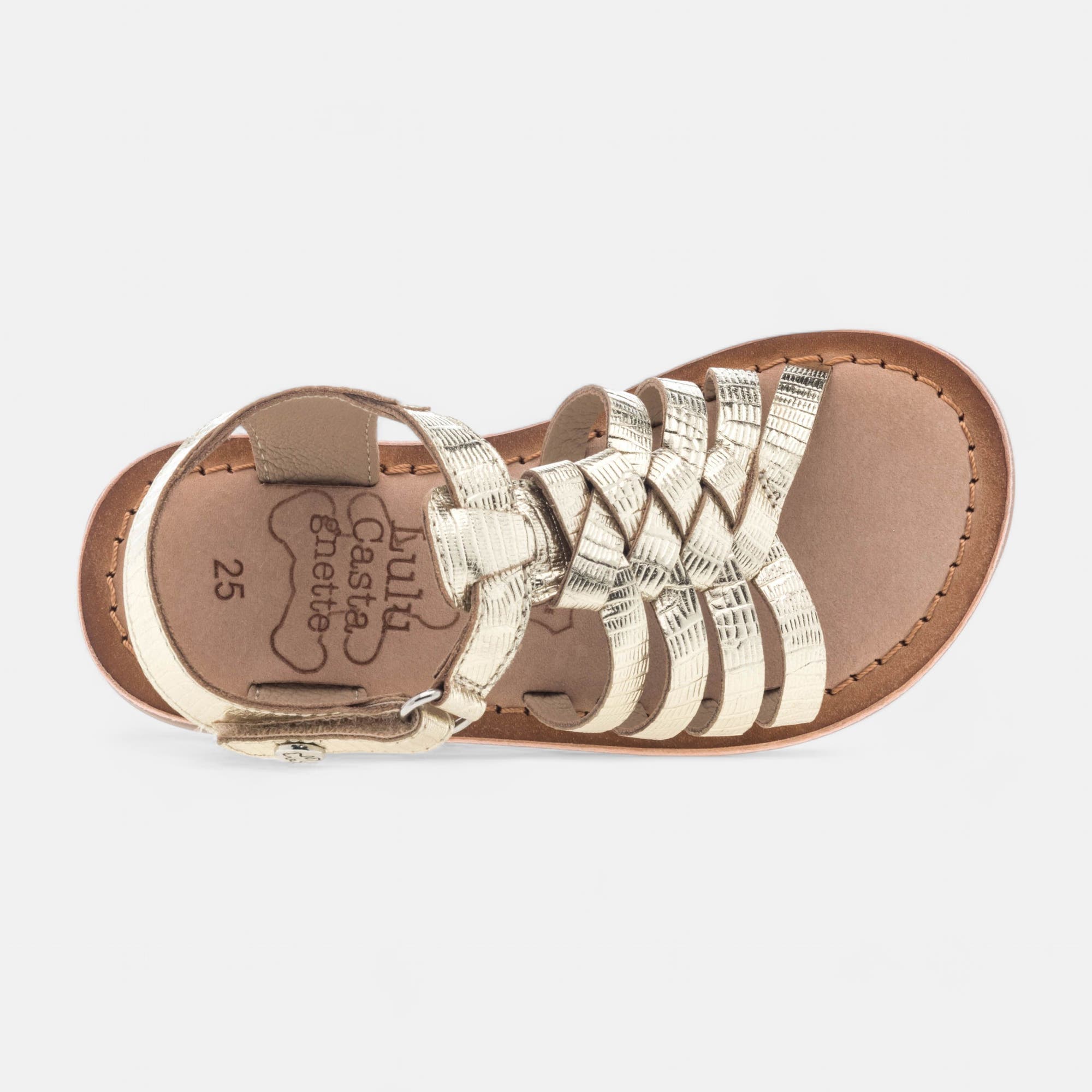 Nu-pieds Fille en cuir or