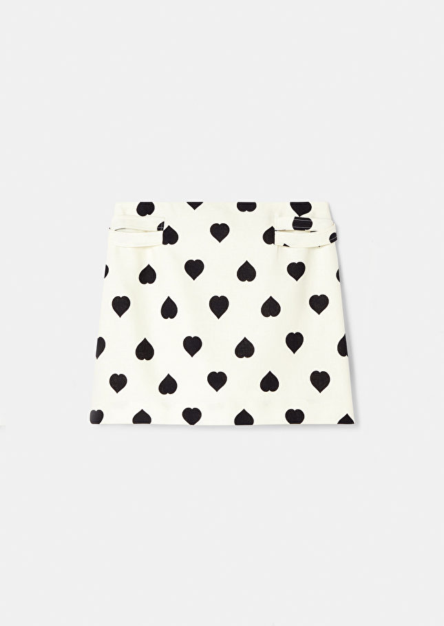 Jupe Josefaécrue à motif coeur noir
