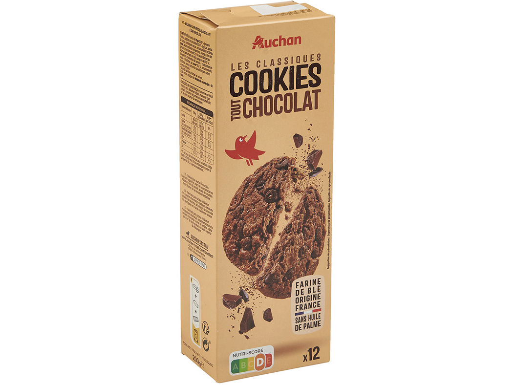 BOLACHA AUCHAN COOKIE PEPITAS CHOCOLATE 200G