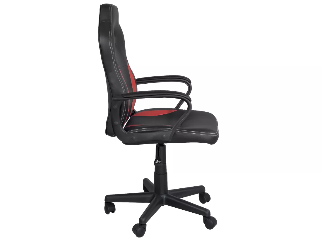 Chaise gamer junior hauteur réglable siège simili pivotant accoudoir rembourré WAN (Noir rouge)