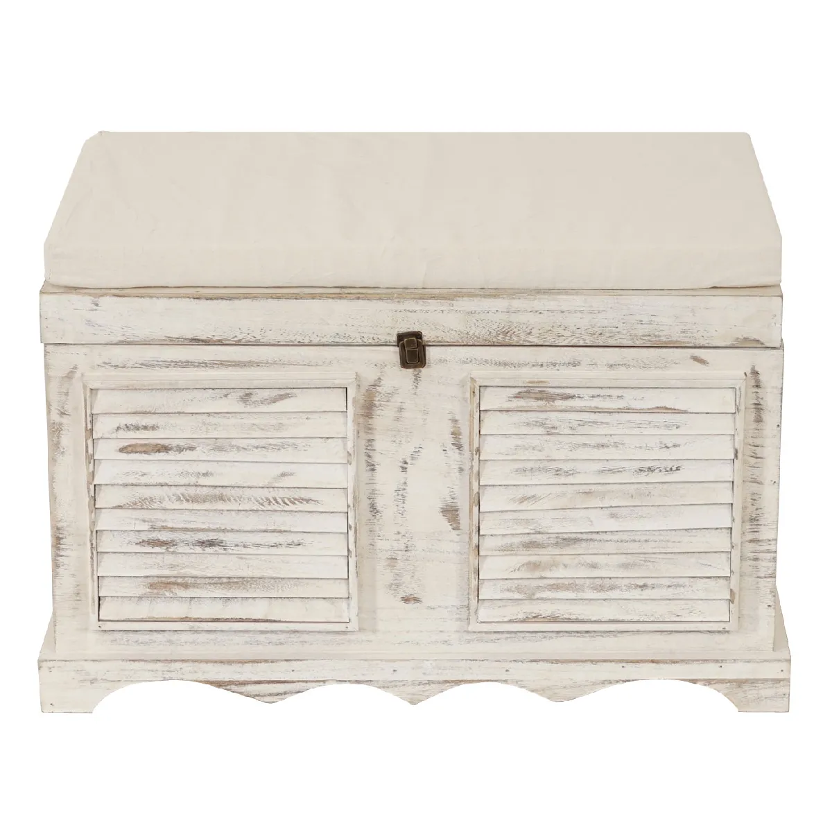 MENDLER Banc coffre de rangement T356 - Blanc Shabby