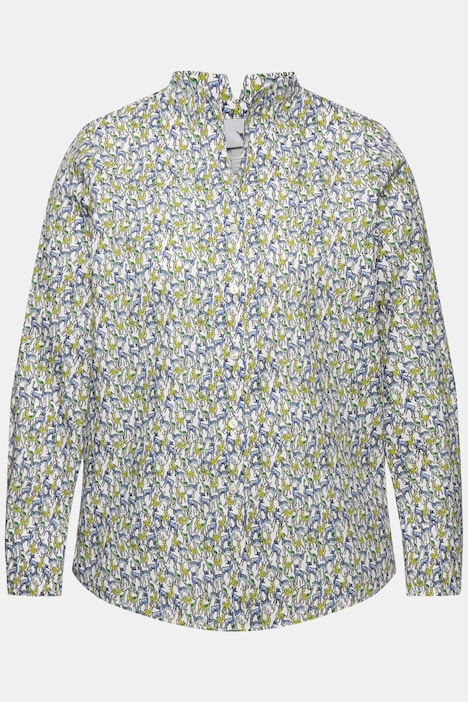 Bluse, Kelchkragen, bedruckt, Langarm