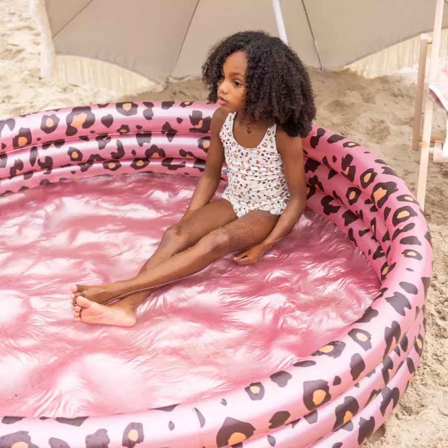 Swim Essentials Aufblasbarer Pool Panther Print Rosa Gold Ø 150 cm