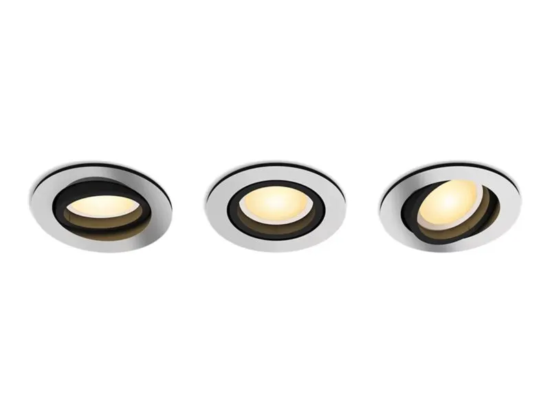 Philips Hue White ambiance Milliskin - Indlejret spotlys - LED-spot lyspære - GU10 - 4.2 W - klasse E - varmt til køligt hvidt lys - 2200-6500 K - aluminium (pakke med 3)