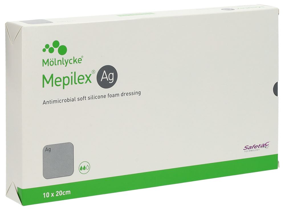 MEPILEX Ag Schaumverband Safetac 10x20cm Silikon 5 Stk