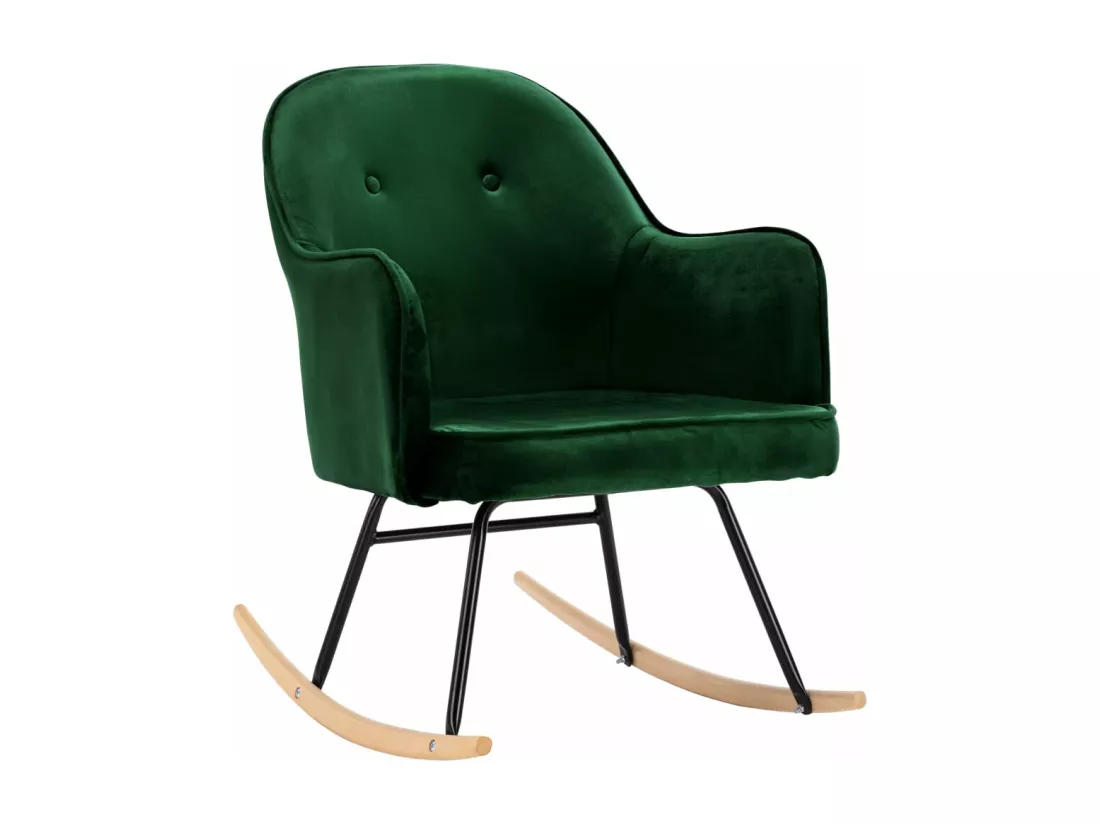 Chaise à bascule Vert foncé Velours