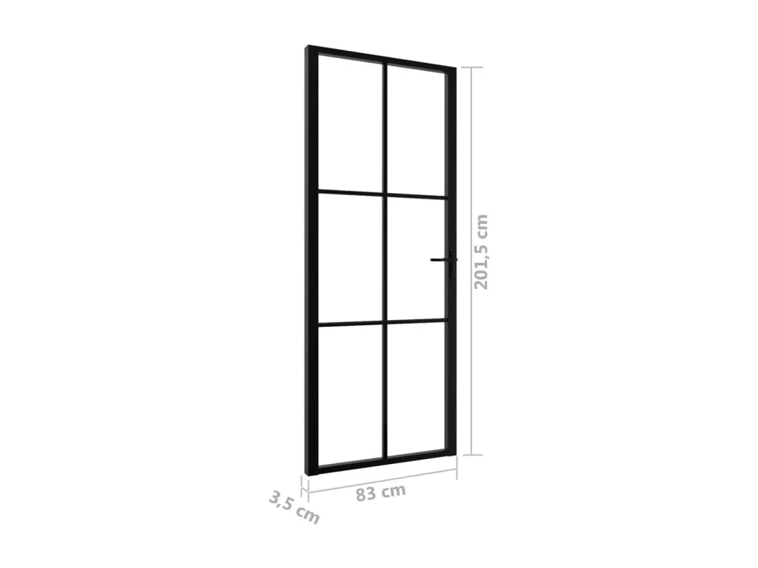 Porte intérieure Verre ESG et aluminium 83x201,5 cm Noir