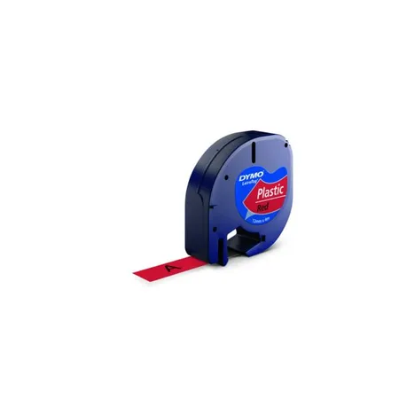 Dymo Original Schriftband für LetraTag®, Plastik, schwarz auf rot, 12 mm x 4 m