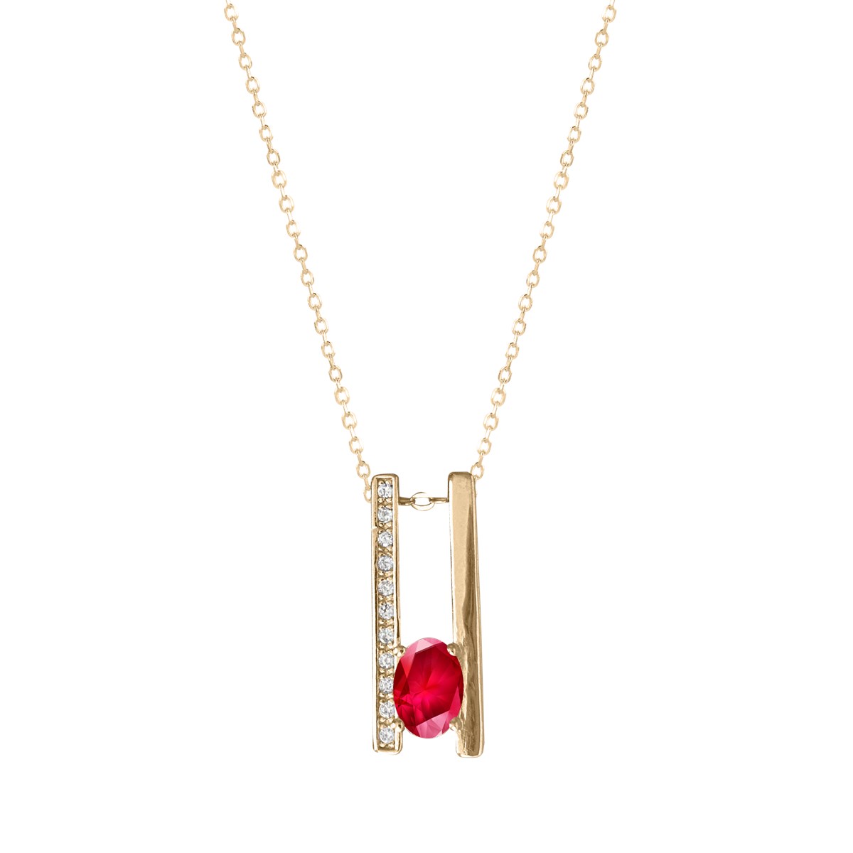 Collier plaqué or avec oxydes de zirconium rouge