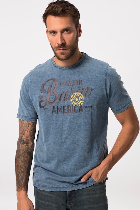 T-Shirt, Halbarm, Flammjersey, Indigo-Färbung, bis 8 XL