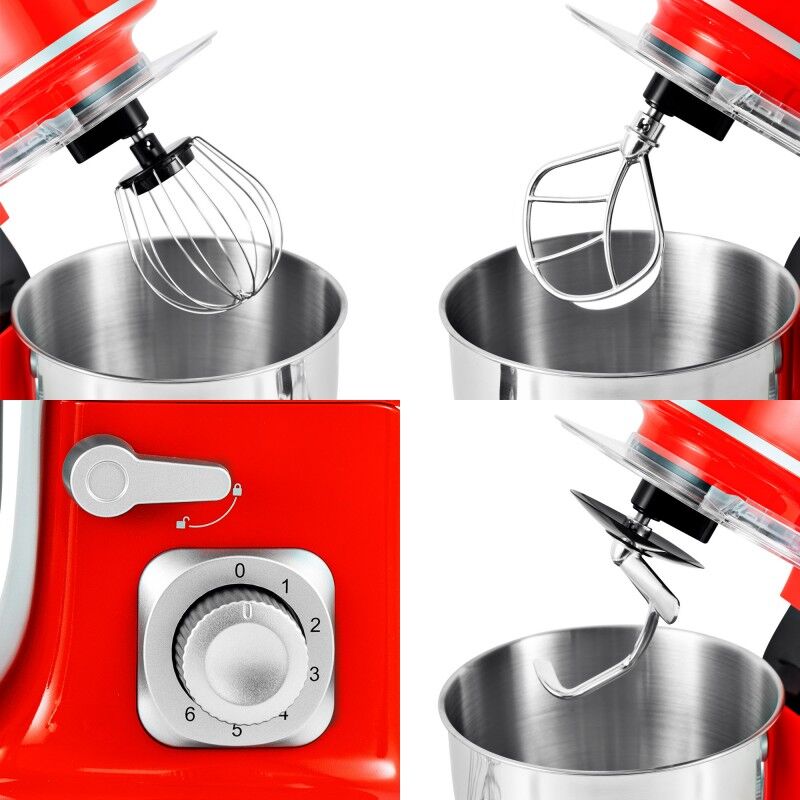 Kitchencook Robot pétrin avec bras amovible à 35° rouge - 5 L