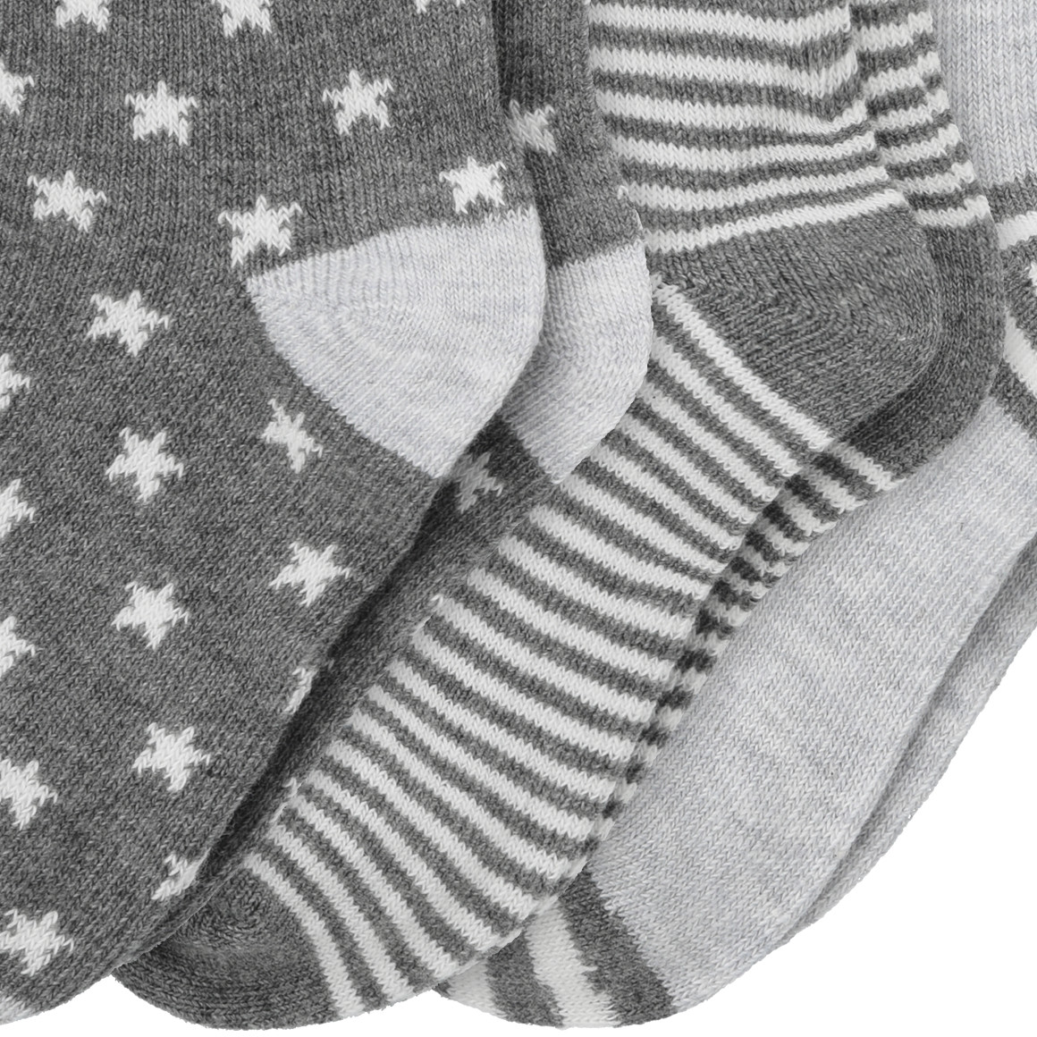 Topomini 3 Paar Baby Socken mit Bio-Baumwolle hellgrau / weiss
