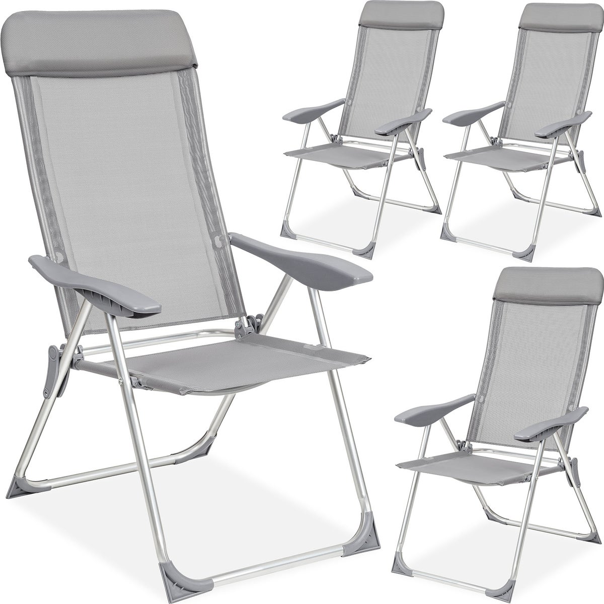 Set van 4 tectake Maurine opvouwbare tuinstoelen, 73 x 59 x 110 cm
