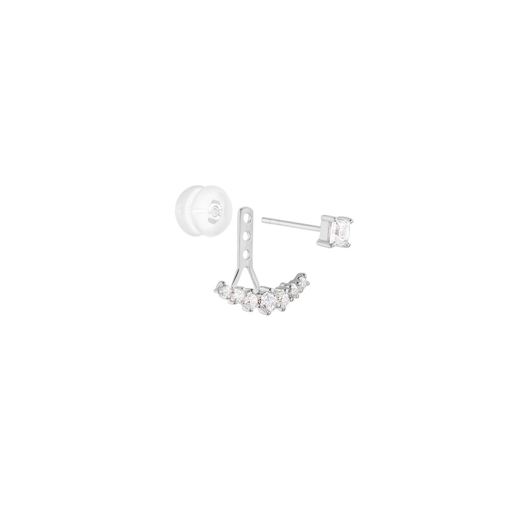 Bijoux D'oreilles Kyoto Or Blanc Oxyde De Zirconium