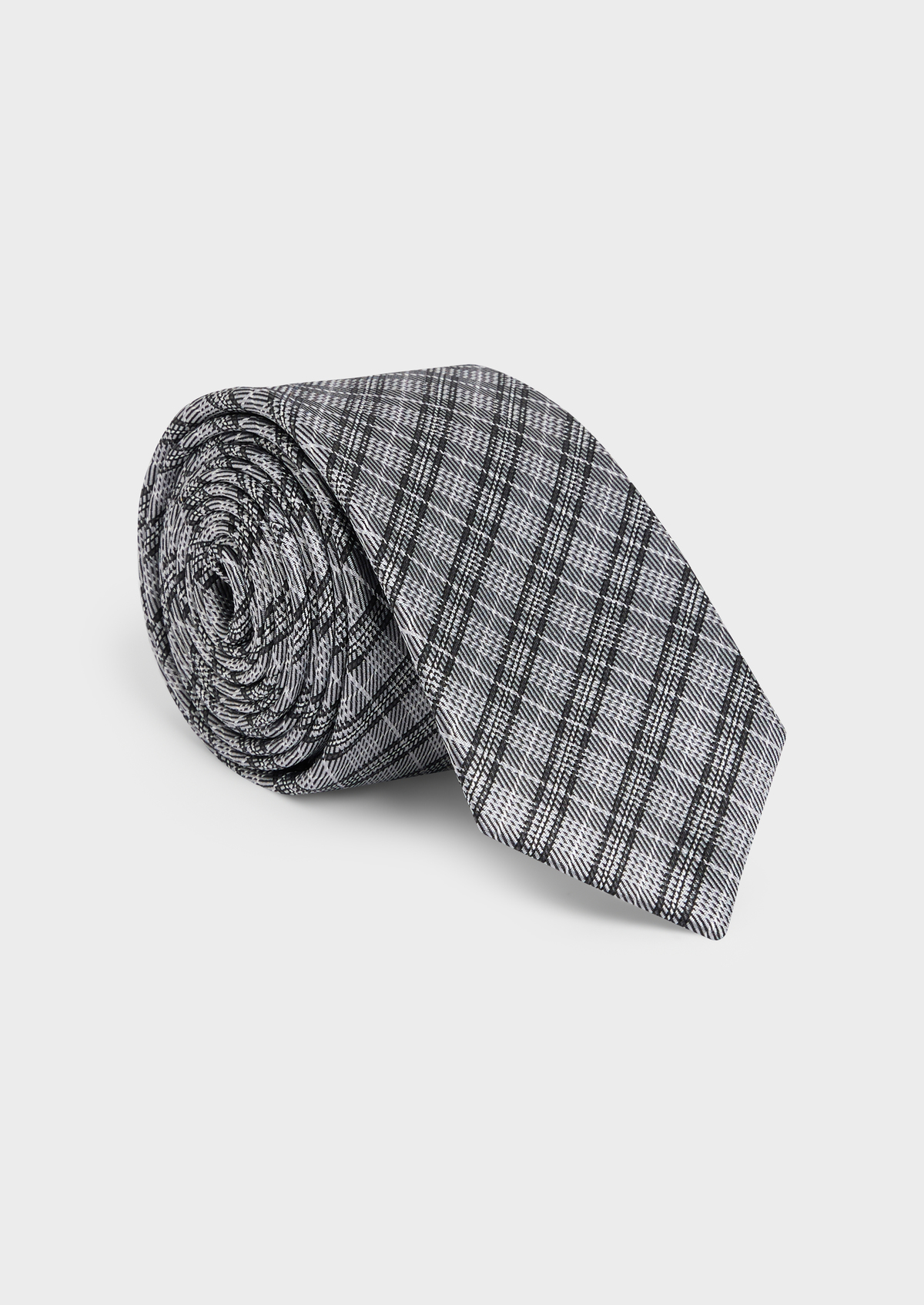 Cravate fine en soie gris clair Prince de Galles