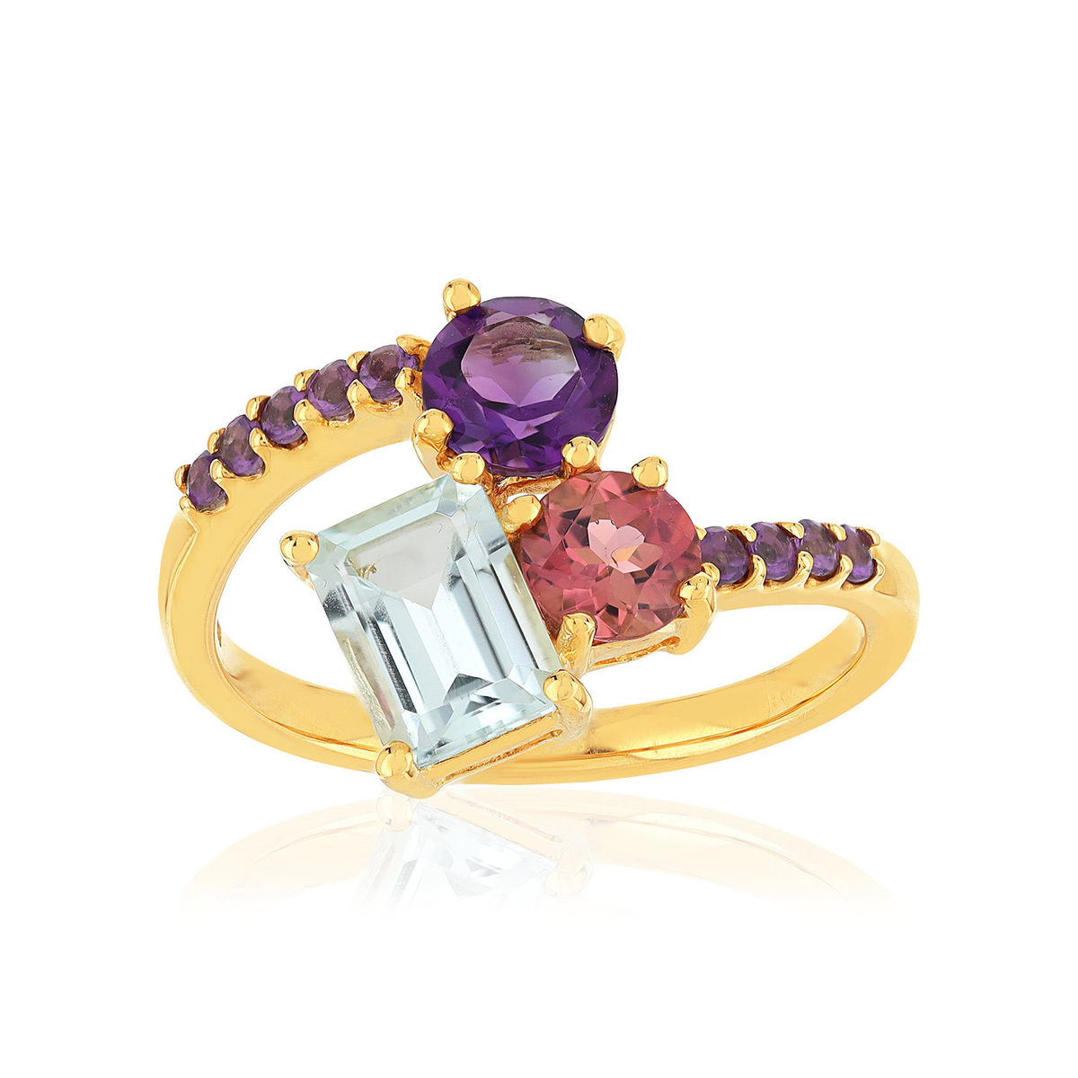 Bague or 375 pierres fines et précieuses